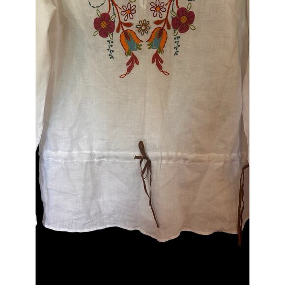Saint Tropez West Women’s Embroidered Boho Festival Tunic Top 100% Linen Sz. XL - Picture 2 of 14